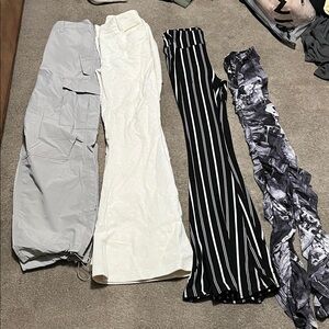Stylish Women's Pants Collection - Gray, Cream, Black & White